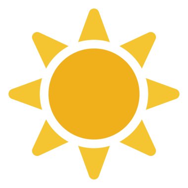 Yaz güneşi, ikon illüstrasyonu, beyaz arkaplanda vektör