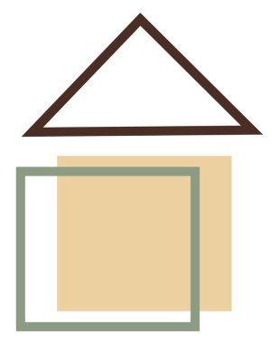 Bej renkli ev, simge illüstrasyonu, beyaz arkaplanda vektör