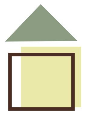 Küçük yeşil ev, simge çizimi, beyaz arkaplanda vektör