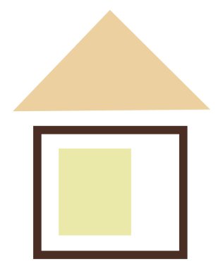 Modern basit ev, simge illüstrasyonu, beyaz arkaplanda vektör