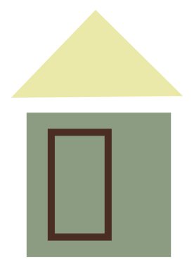 Büyük pencereli yeşil kabih, simge çizimi, beyaz arkaplanda vektör