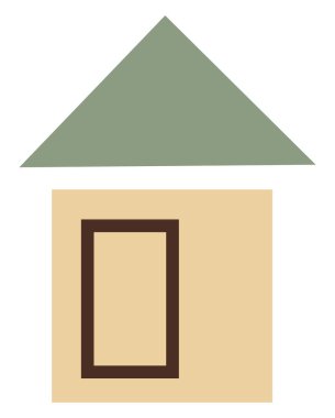 Küçük kahverengi kulübe, simge illüstrasyonu, beyaz arkaplanda vektör