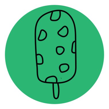 Çubukta meyveli dondurma, simge çizimi, beyaz arkaplanda vektör