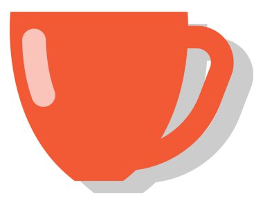 Kırmızı fincan, simge illüstrasyonu, beyaz arkaplanda vektör