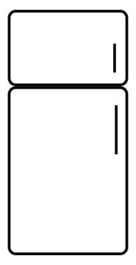 Beyaz buzdolabı, simge illüstrasyonu, beyaz arkaplanda vektör