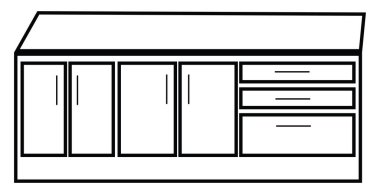 Geniş mutfak dolabı, simge illüstrasyonu, beyaz arkaplanda vektör