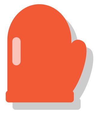 Kırmızı mutfak eldiveni, simge illüstrasyonu, beyaz arkaplanda vektör