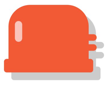 Kırmızı mutfak tost makinesi, simge illüstrasyonu, beyaz arkaplanda vektör