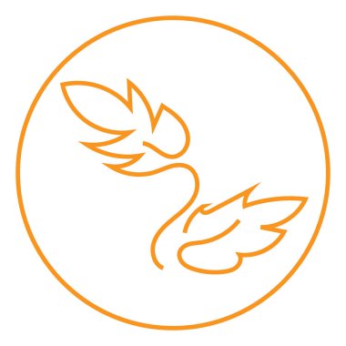 Bir sapta iki kahverengi yaprak, simge çizimi, beyaz arkaplanda vektör