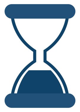 Mavi kum saati, simge illüstrasyonu, beyaz arkaplanda vektör