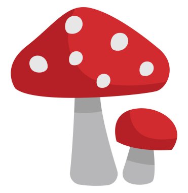 Kırmızı sinek agariği, simge illüstrasyonu, beyaz arkaplanda vektör