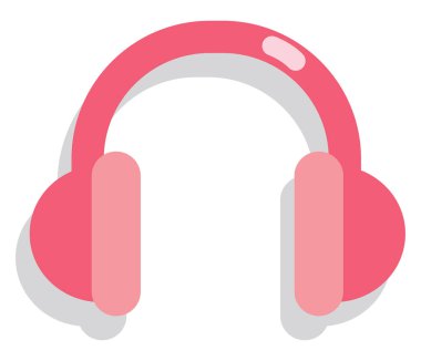 Pembe kulaklıklar, simge illüstrasyonu, beyaz arkaplanda vektör