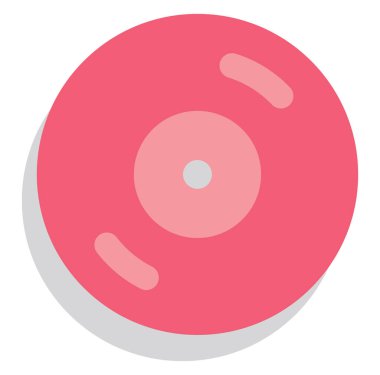 Pembe eski müzik plağı, simge illüstrasyonu, beyaz arkaplanda vektör