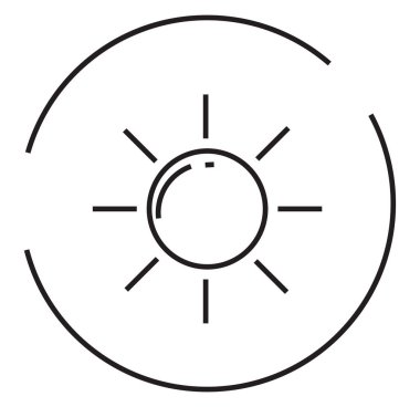 Güneş parlıyor, simge çizimi, beyaz arkaplanda vektör