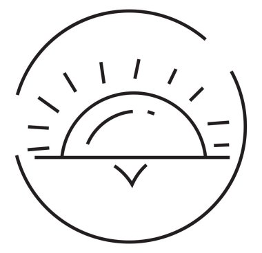 Yükselen güneş, simge illüstrasyonu, beyaz arkaplanda vektör