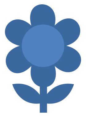 Mavi çiçek, simge illüstrasyonu, beyaz arkaplanda vektör