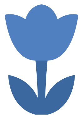 Mavi küçük çiçek, simge illüstrasyonu, beyaz arkaplanda vektör