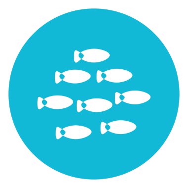 Küçük okyanus balığı grubu, simge illüstrasyonu, beyaz arkaplanda vektör