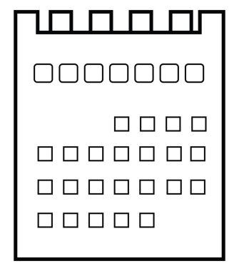 Ofis takvimi, simge illüstrasyonu, beyaz arkaplan üzerindeki vektör