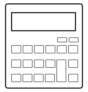 Ofis hesap makinesi, simge illüstrasyonu, beyaz arkaplan üzerindeki vektör