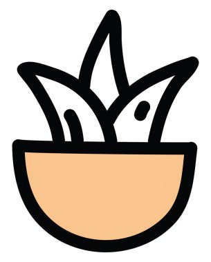 Aloe vera in a pot, simge illüstrasyon, vektör on white background