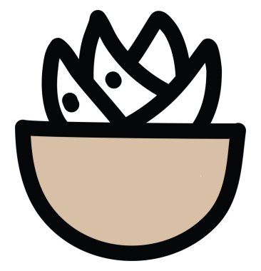 Tencerede çene kaktüsü, ikon illüstrasyonu, beyaz arka planda vektör.