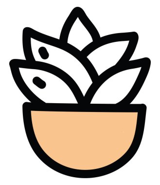 Tenceredeki altın fıçı kaktüsü, ikon çizimi, beyaz arka planda vektör.