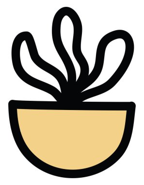 Tencerede totem direği kaktüsü, ikon illüstrasyonu, beyaz arkaplanda vektör