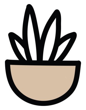 Tencerede Acharagma kaktüsü, ikon illüstrasyonu, beyaz arkaplanda vektör