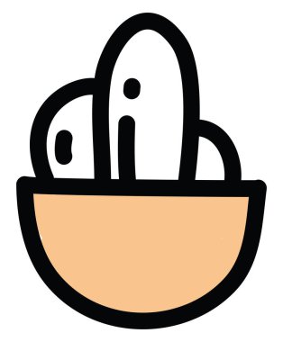 Tencerede balon kaktüsü, ikon illüstrasyonu, beyaz arkaplanda vektör