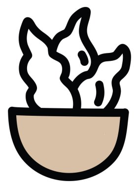 Tenceredeki yaşlı adam kaktüsü, ikon çizimi, beyaz arka plandaki vektör.