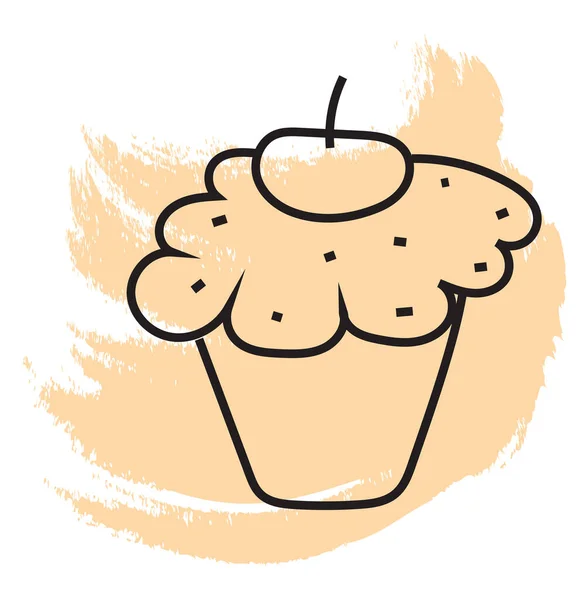 Cupcake Mit Einer Kirsche Der Spitze Symbol Illustration Vektor Auf — Stockvektor