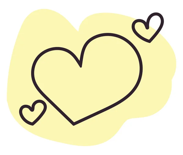 Τρεις Κίτρινες Καρδιές Εικονογράφηση Εικονιδίων Διάνυσμα Λευκό Φόντο — Διανυσματικό Αρχείο