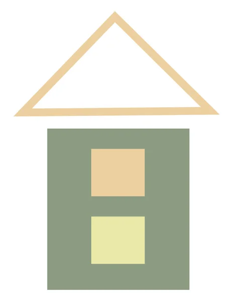 Casa Verde Con Dos Ventanas Ilustración Icono Vector Sobre Fondo — Archivo Imágenes Vectoriales