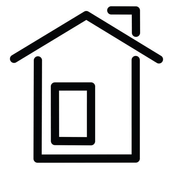 Huis Met Een Wiindow Aan Linkerkant Icoon Illustratie Vector Witte — Stockvector