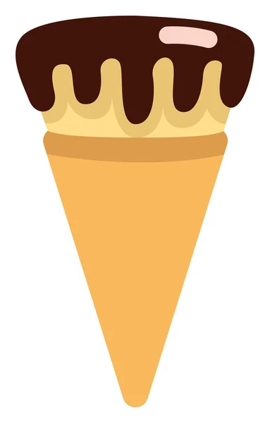 바닐라와 초콜릿 아이스크림 원추형 아이콘 — 스톡 벡터