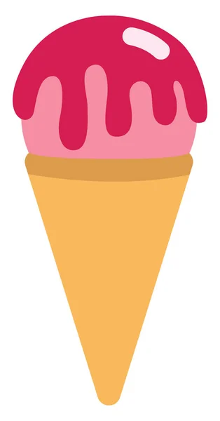 草莓冰淇淋 图标图解 白色背景上的矢量 — 图库矢量图片