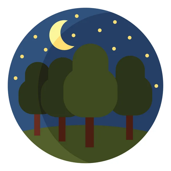 Forêt Nuit Illustration Icône Vecteur Sur Fond Blanc — Image vectorielle