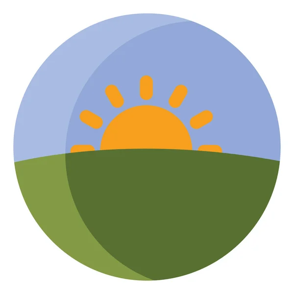 Západ Slunce Poli Ikona Ilustrace Vektor Bílém Pozadí — Stockový vektor