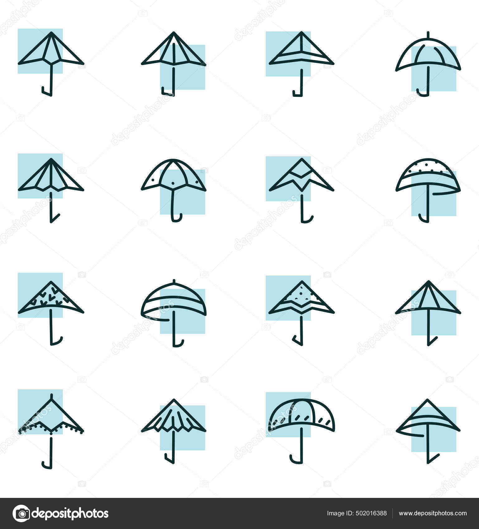 Blue Umbrellas Icon Illustration Vector White Background Stock Vector