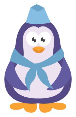 Hostes penguen, simge illüstrasyonu, beyaz arkaplanda vektör