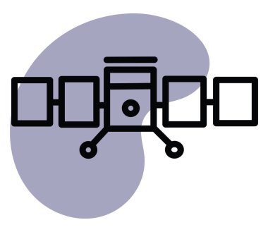 Uydu istasyonu, simge illüstrasyonu, beyaz arkaplan üzerindeki vektör