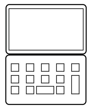 Basit okul bilgisayarı, simge illüstrasyonu, beyaz arkaplan üzerindeki vektör