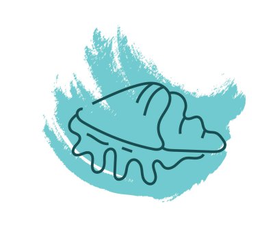 Büyük mavi deniz kabuğu, simge illüstrasyonu, beyaz arkaplanda vektör