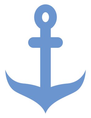 Mavi deniz çapası, simge illüstrasyonu, beyaz arkaplanda vektör