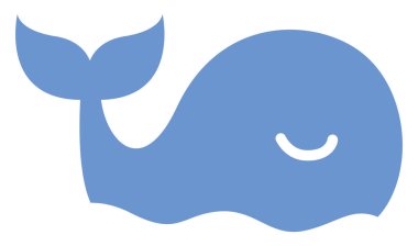 Büyük mavi deniz balinası, simge illüstrasyonu, beyaz arkaplanda vektör