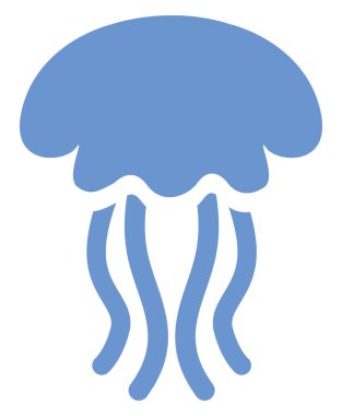 Mavi denizanası, simge illüstrasyonu, beyaz arkaplanda vektör