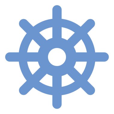 Mavi gemi çarkı, simge çizimi, beyaz arkaplanda vektör