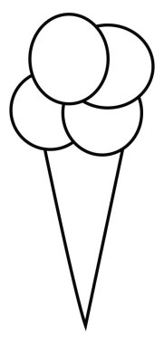 Bir külahta yaz dondurması, simge çizimi, beyaz arkaplanda vektör