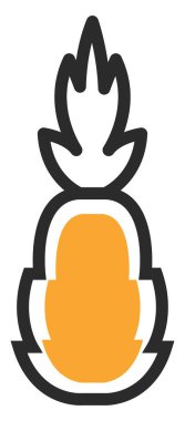 Sarı ananas, simge illüstrasyonu, beyaz arkaplanda vektör